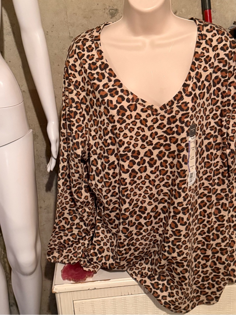 Terra & Sky Leopard Print V-Neck Top - Brown/Tan